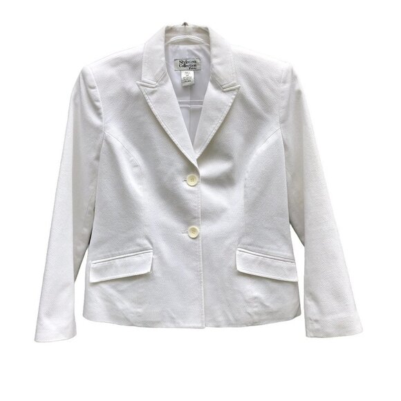 Style & Co Vintage White 90s Suit Blazer Jacket Size 6P - Picture 2 of 6